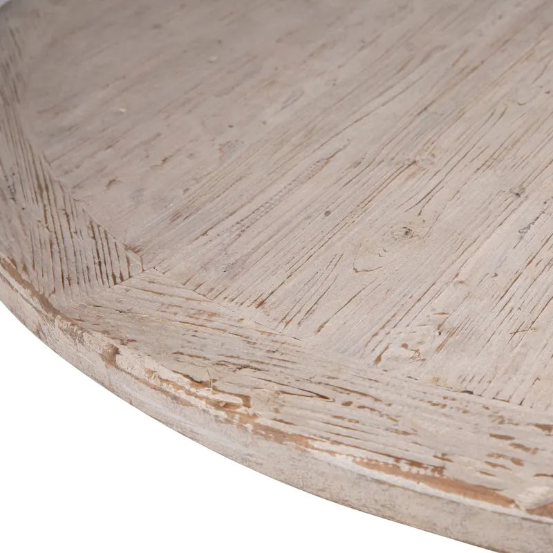 72 Round Reclaimed Pine Modern Dining Table with Ball Pedestal Base