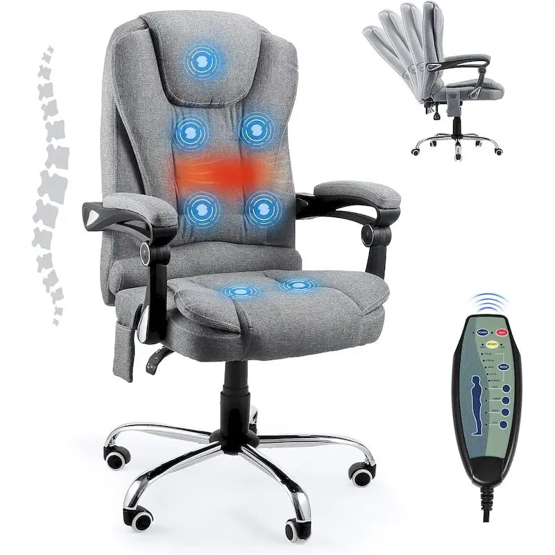 Ergonomic Office Chair with 7-Point Vibrating Massage & Heat Functions