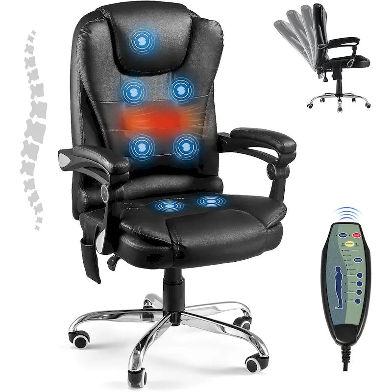 Ergonomic Office Chair with 7-Point Vibrating Massage & Heat Functions