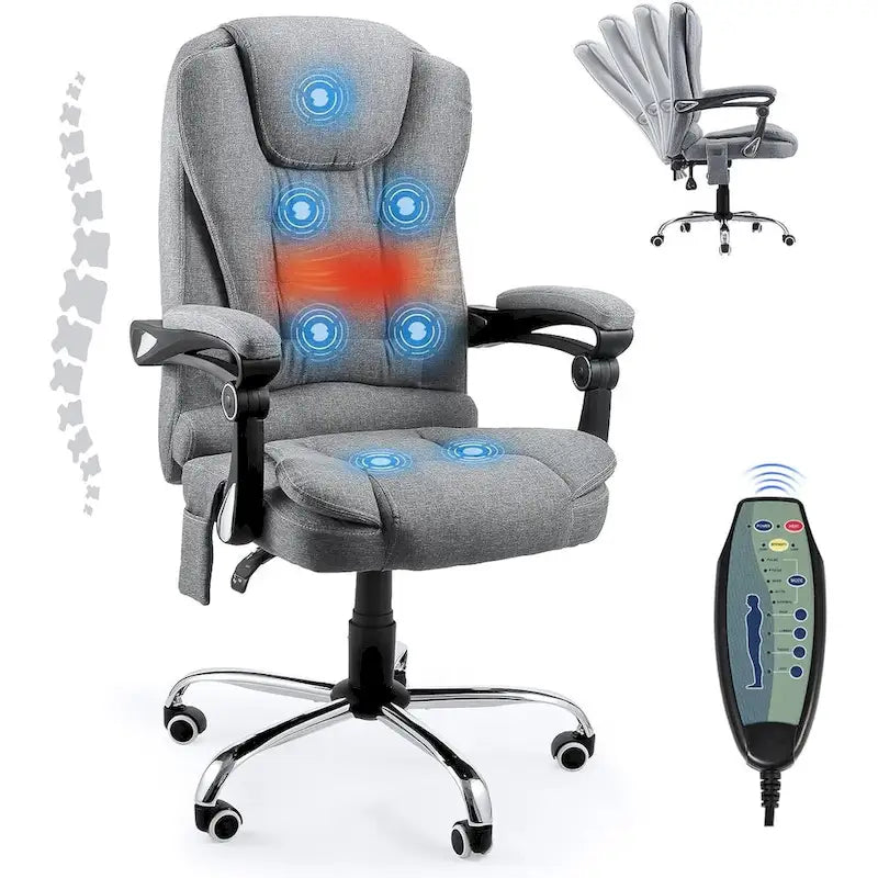 Ergonomic Office Chair with 7-Point Vibrating Massage & Heat Functions