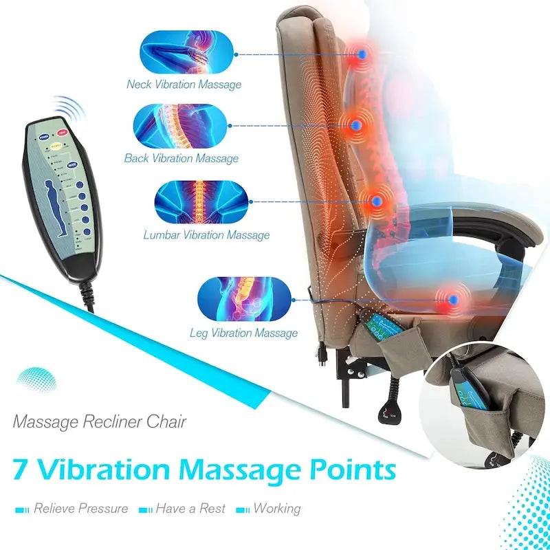 Ergonomic Office Chair with 7-Point Vibrating Massage & Heat Functions