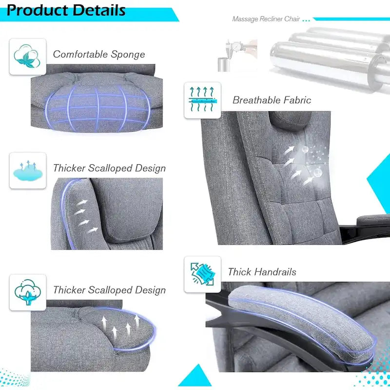 Ergonomic Office Chair with 7-Point Vibrating Massage & Heat Functions