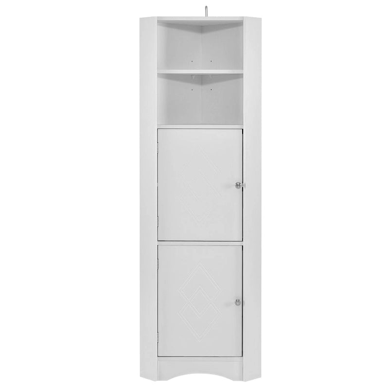 Tall Freestanding Bathroom Cabinet Corner Storage Cabinet with Doors and Adjustable Shelves