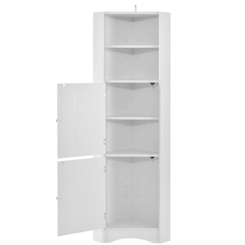 Tall Freestanding Bathroom Cabinet Corner Storage Cabinet with Doors and Adjustable Shelves