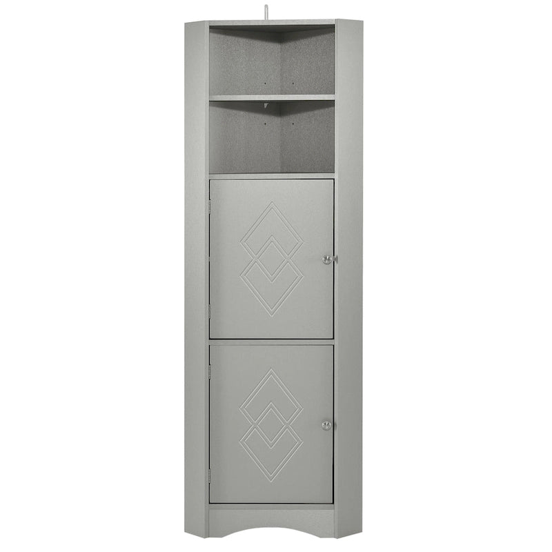 Tall Freestanding Bathroom Cabinet Corner Storage Cabinet with Doors and Adjustable Shelves