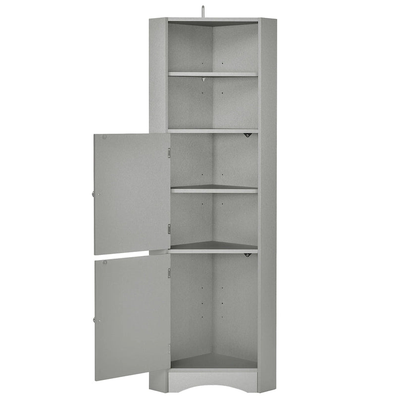 Tall Freestanding Bathroom Cabinet Corner Storage Cabinet with Doors and Adjustable Shelves