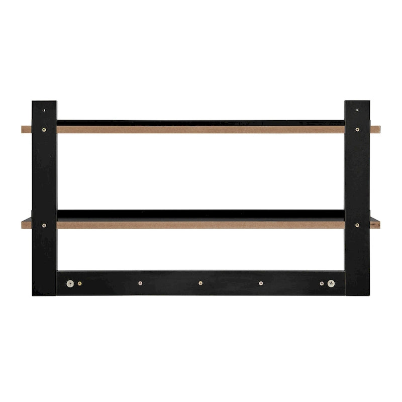 2-Tier Wall Shelf with 5 Hanging Hooks - Entryway or Bathroom