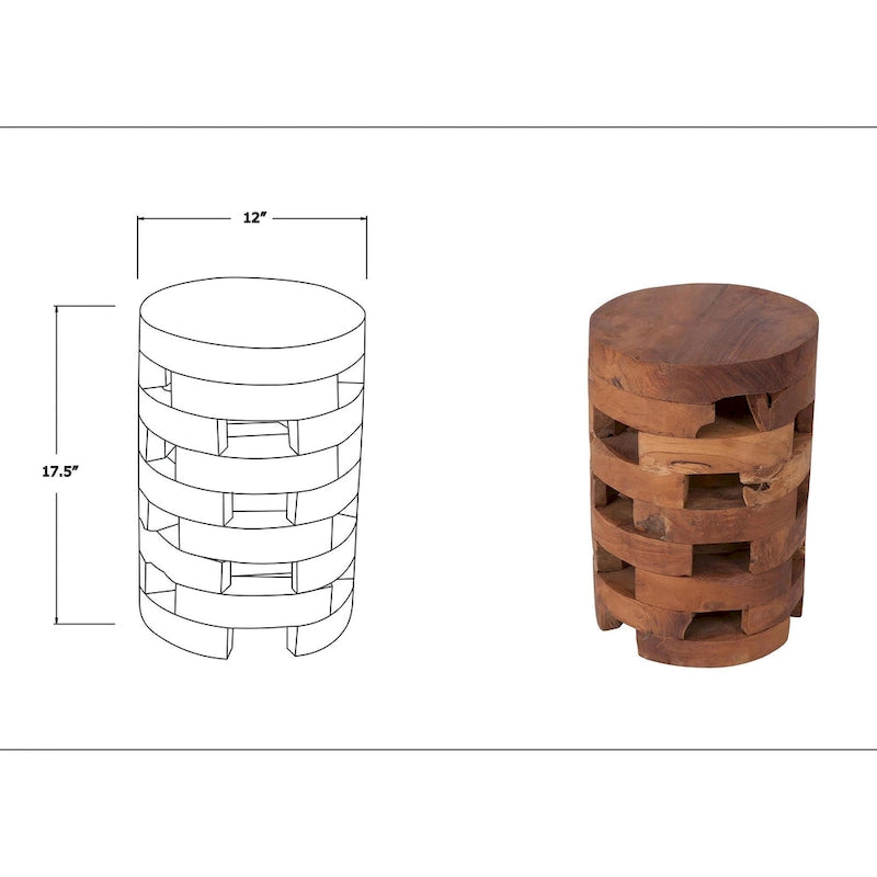 Solid Wood Open Slat Round Accent Table