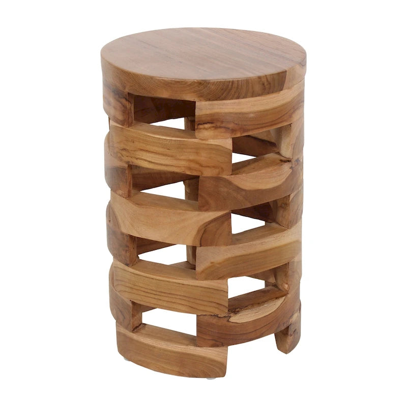 Solid Wood Open Slat Round Accent Table