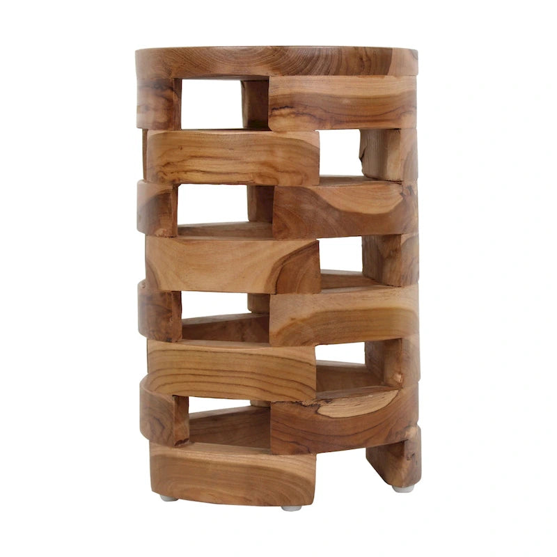 Solid Wood Open Slat Round Accent Table