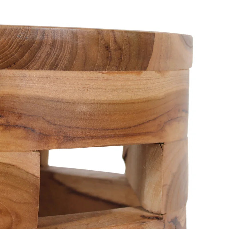 Solid Wood Open Slat Round Accent Table