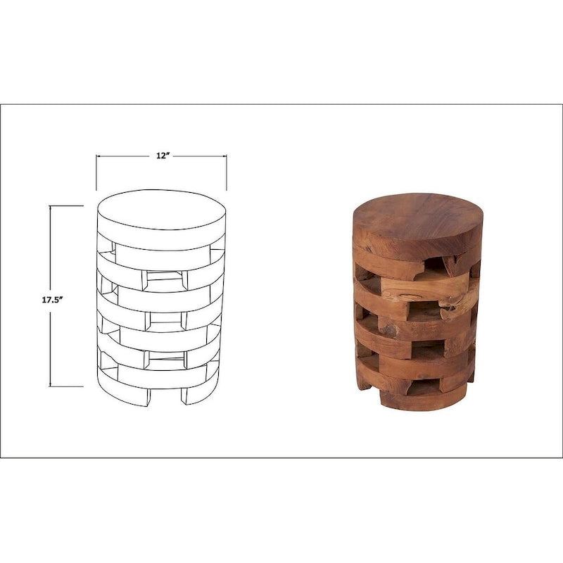 Solid Wood Open Slat Round Accent Table