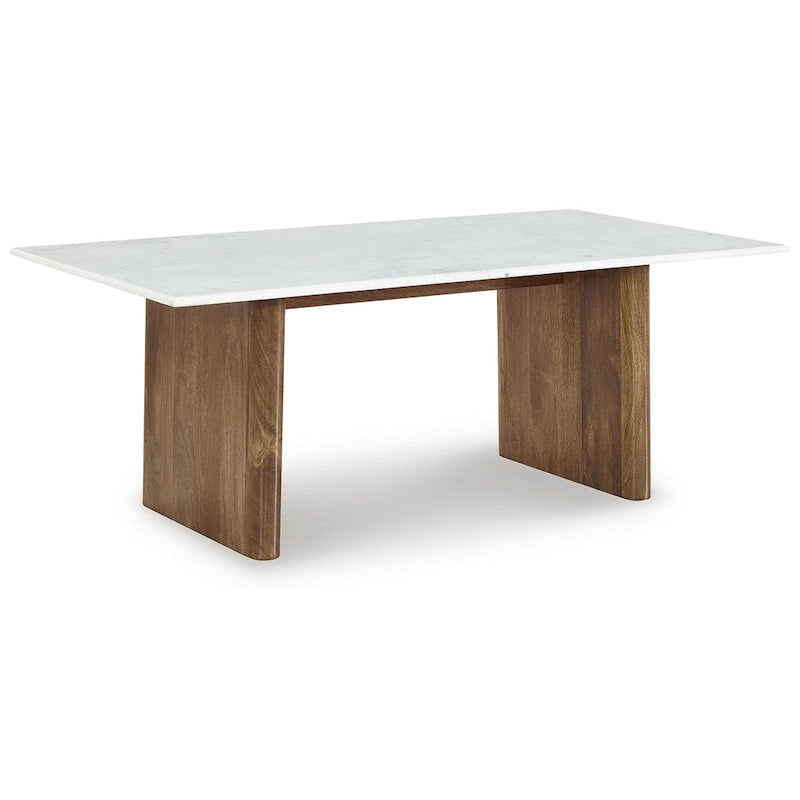 Light Brown/White Marble Top Coffee Table - 48W x 26D x 17H