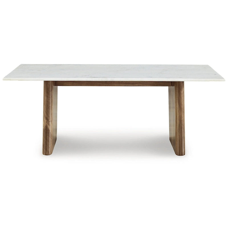 Light Brown/White Marble Top Coffee Table - 48W x 26D x 17H