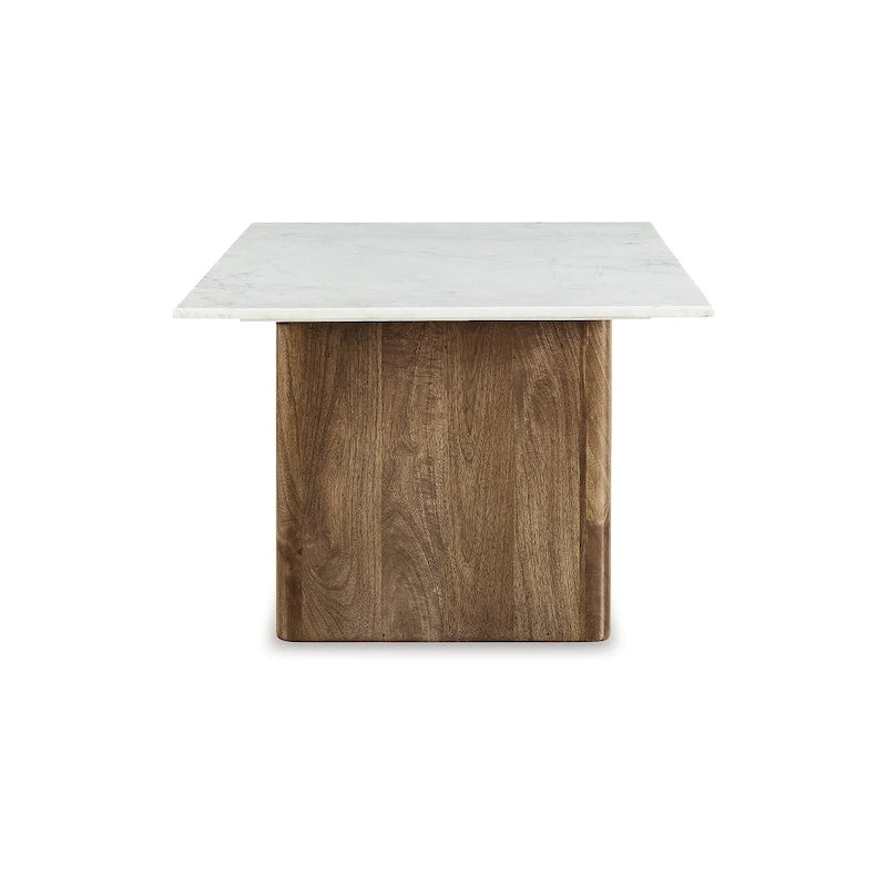 Light Brown/White Marble Top Coffee Table - 48W x 26D x 17H