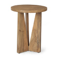 Light Brown Solid Wood Round Accent Table