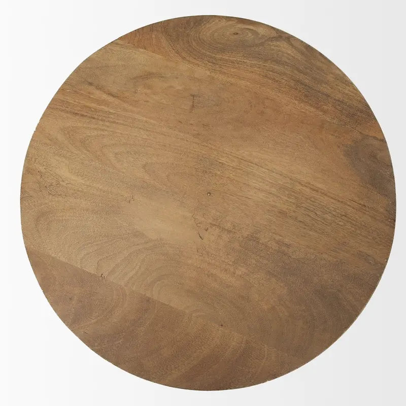 Light Brown Solid Wood Round Accent Table