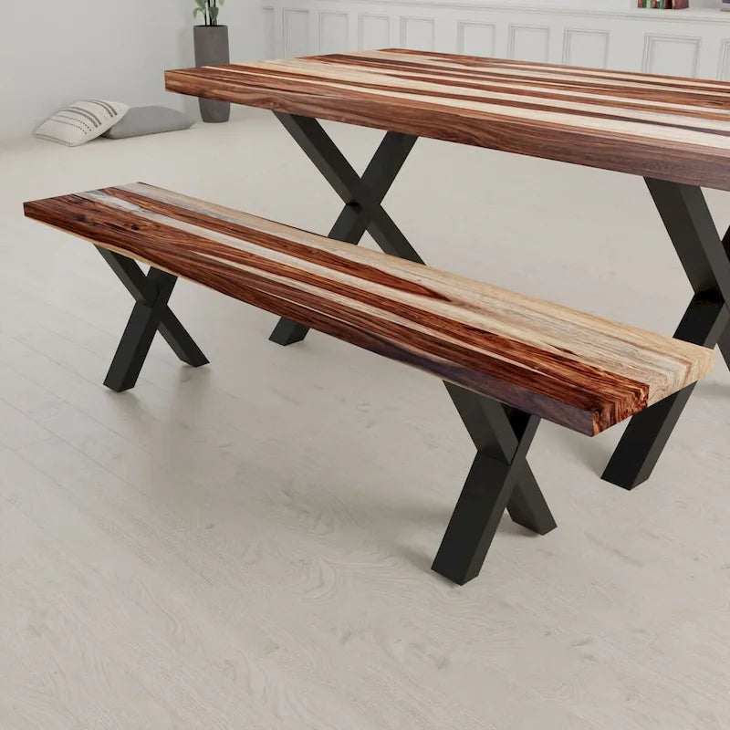 Solid Wood Bench with X Legs