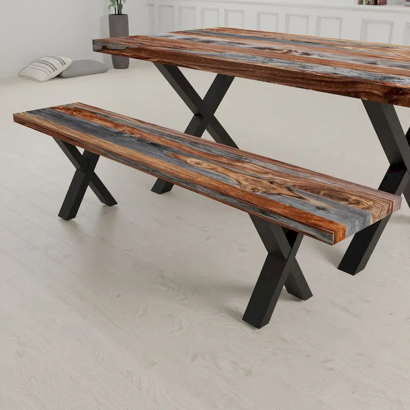 Solid Wood Bench with X Legs