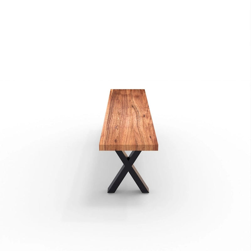 Solid Wood Bench with X Legs