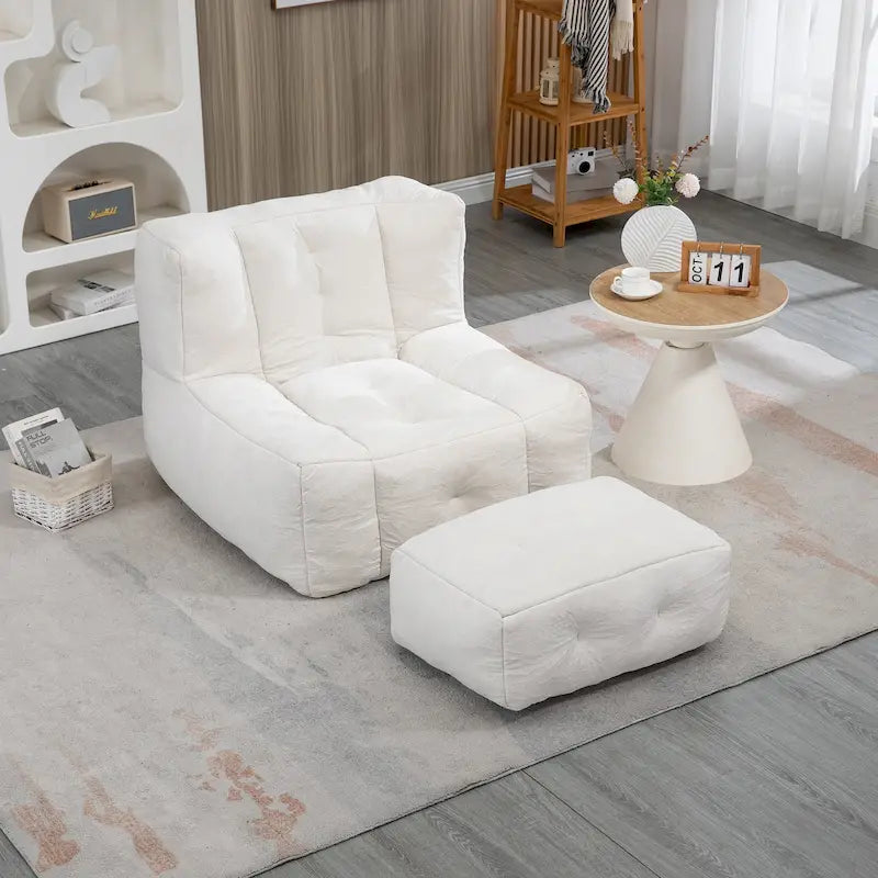 Comfortable Bean Bag for Adults and Children, Super Soft Lazy Sofa Chair with Foam and Ottoman