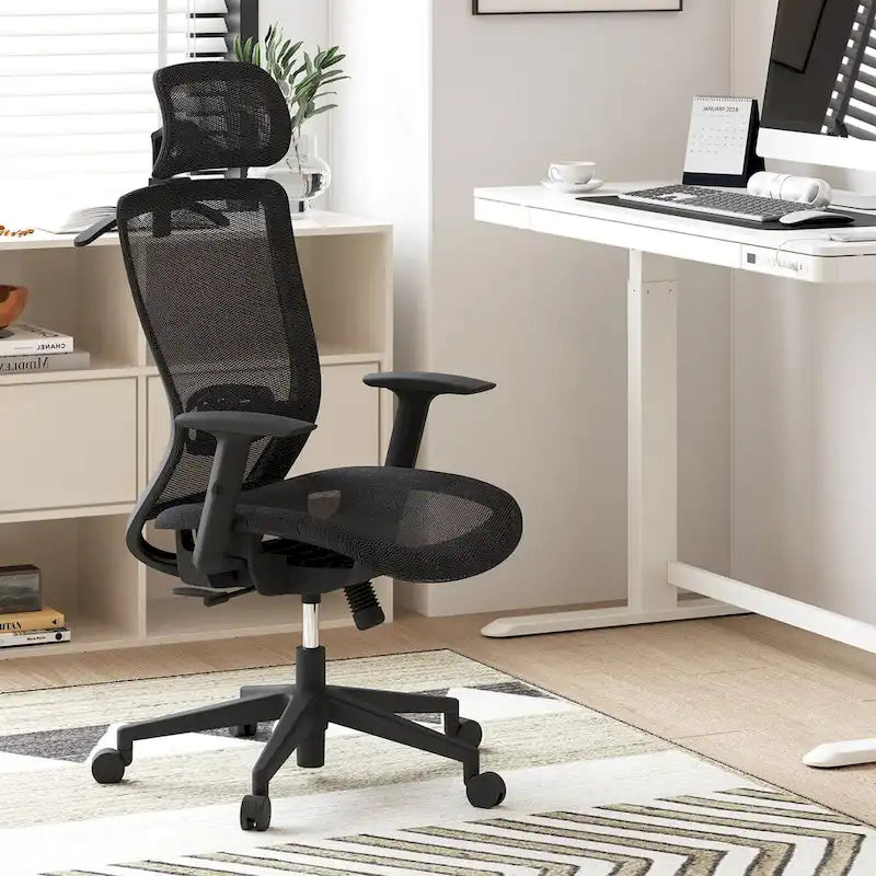 Ergonomic Office Desk Chair 360 Swivel Height Adjustable Mesh Chair, Adjustable Headrest, Lumbar Support, Armrest