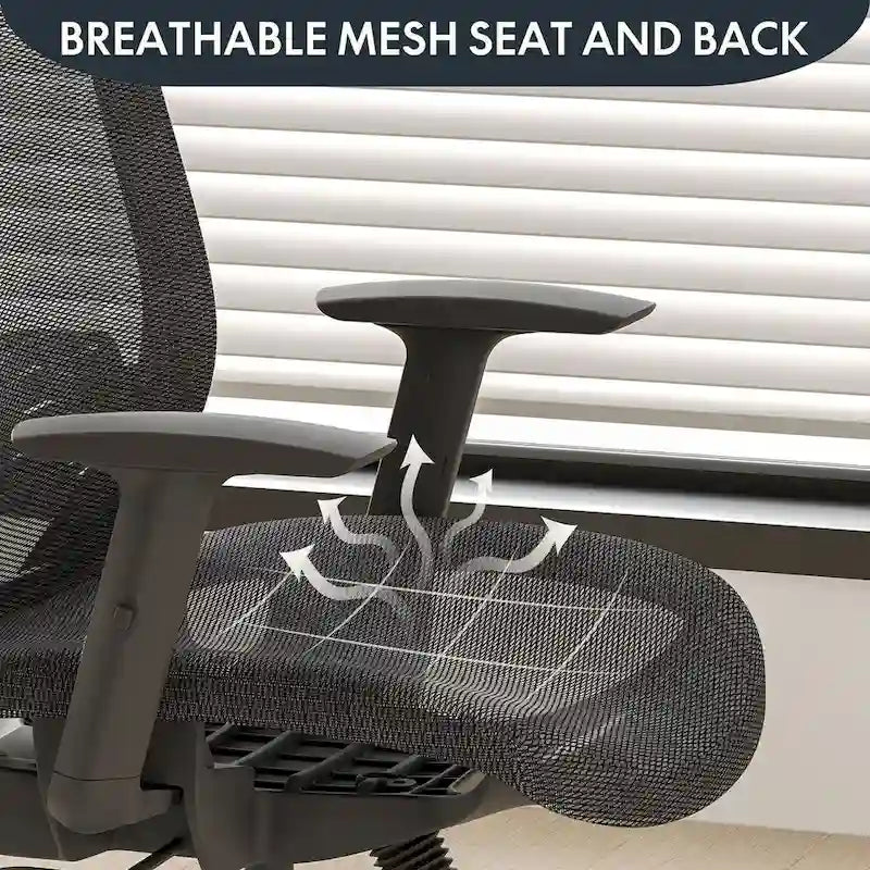 Ergonomic Office Desk Chair 360 Swivel Height Adjustable Mesh Chair, Adjustable Headrest, Lumbar Support, Armrest