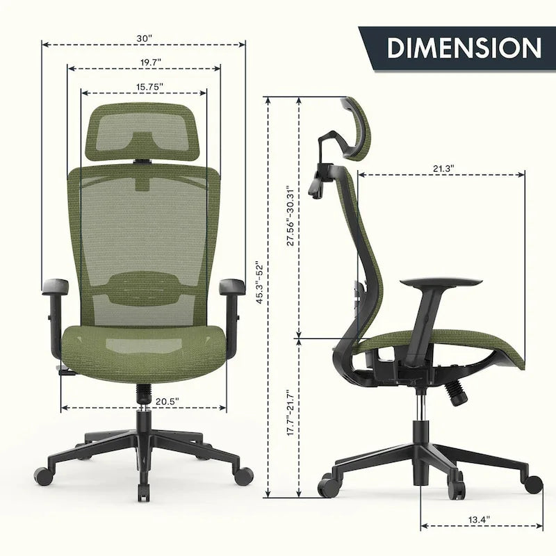 Ergonomic Office Desk Chair 360 Swivel Height Adjustable Mesh Chair, Adjustable Headrest, Lumbar Support, Armrest