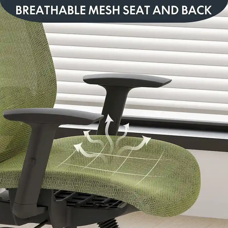 Ergonomic Office Desk Chair 360 Swivel Height Adjustable Mesh Chair, Adjustable Headrest, Lumbar Support, Armrest