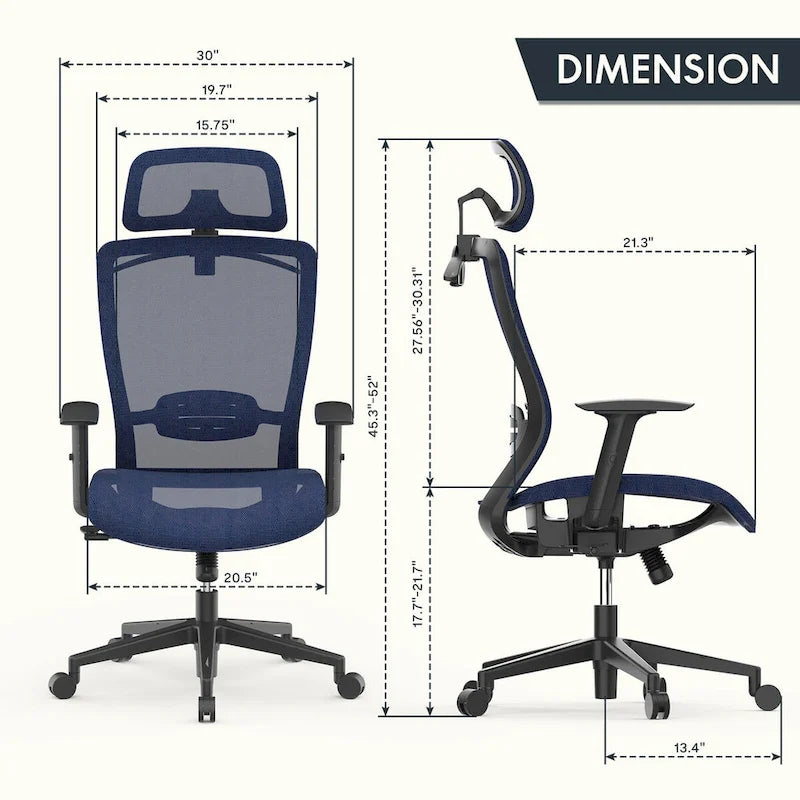 Ergonomic Office Desk Chair 360 Swivel Height Adjustable Mesh Chair, Adjustable Headrest, Lumbar Support, Armrest