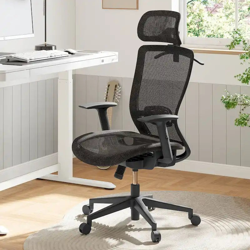 Ergonomic Office Desk Chair 360 Swivel Height Adjustable Mesh Chair, Adjustable Headrest, Lumbar Support, Armrest