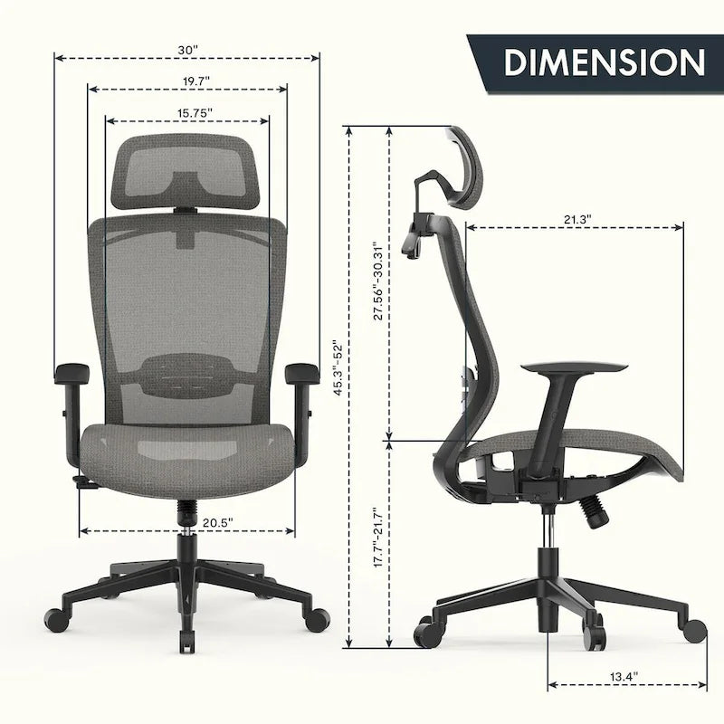 Ergonomic Office Desk Chair 360 Swivel Height Adjustable Mesh Chair, Adjustable Headrest, Lumbar Support, Armrest