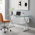 Glass Top Office Desk with Floating Drawers