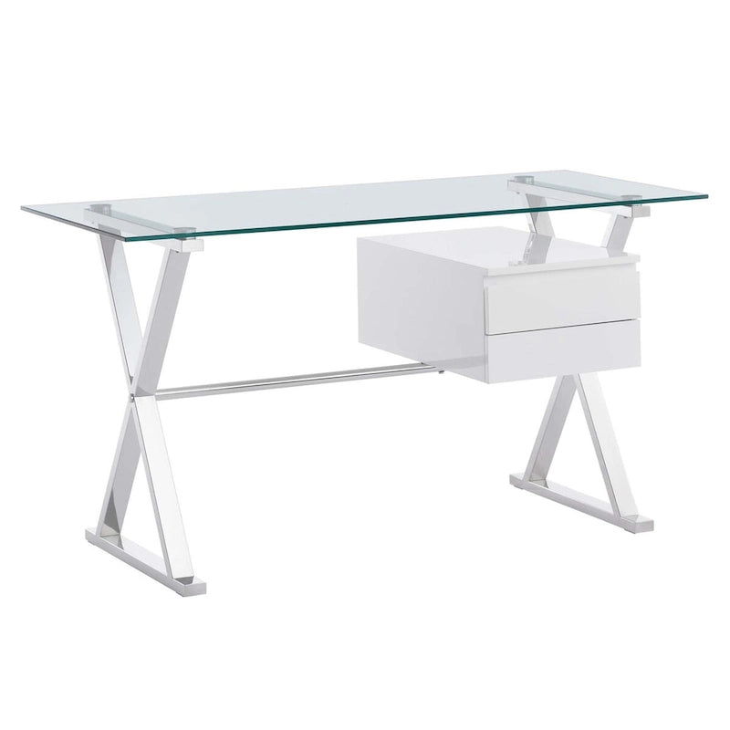 Glass Top Office Desk with Floating Drawers