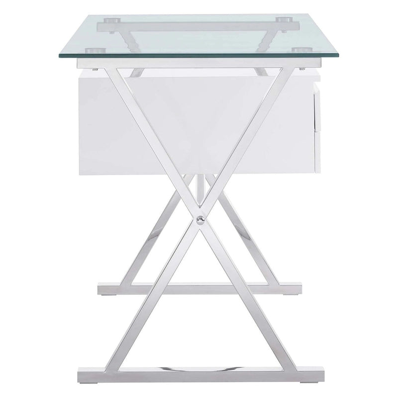 Glass Top Office Desk with Floating Drawers