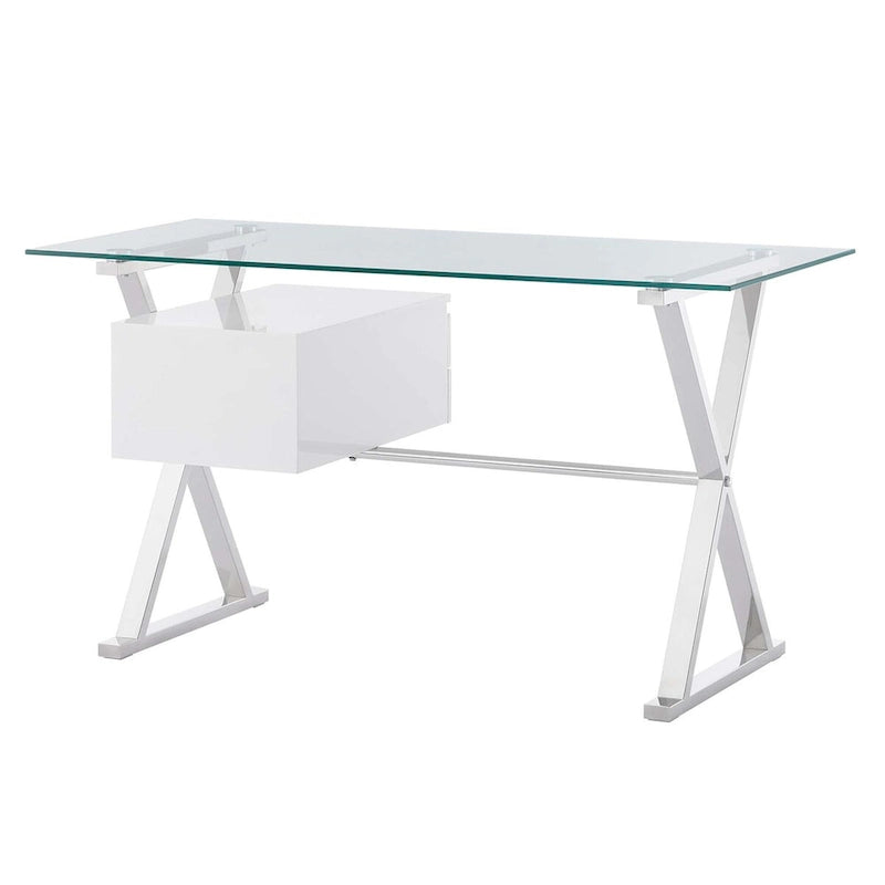 Glass Top Office Desk with Floating Drawers