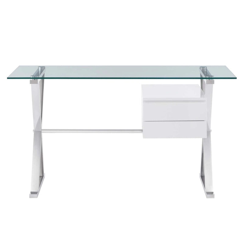 Glass Top Office Desk with Floating Drawers