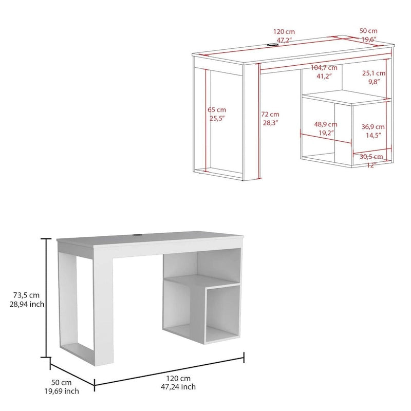 47" Computer Desk with Storage Shelves