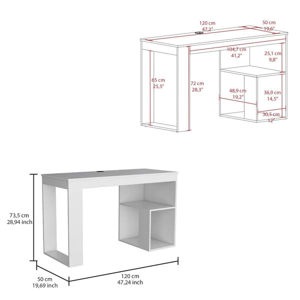 47" Computer Desk with Storage Shelves