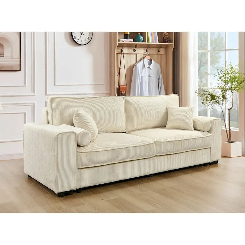 Large Sofa Bed with Storage, Modern 3 Seater Couch, Upholstered Back Sofa for Small Spaces
