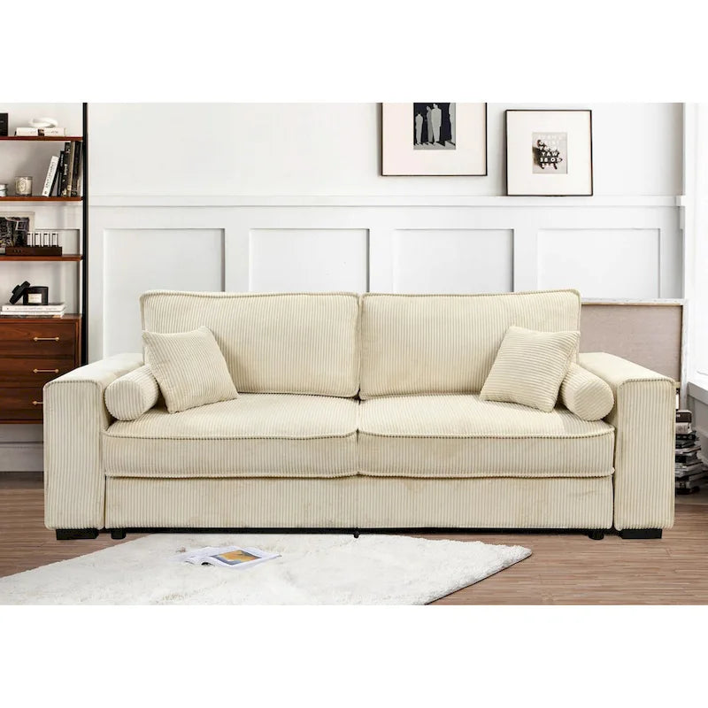Large Sofa Bed with Storage, Modern 3 Seater Couch, Upholstered Back Sofa for Small Spaces