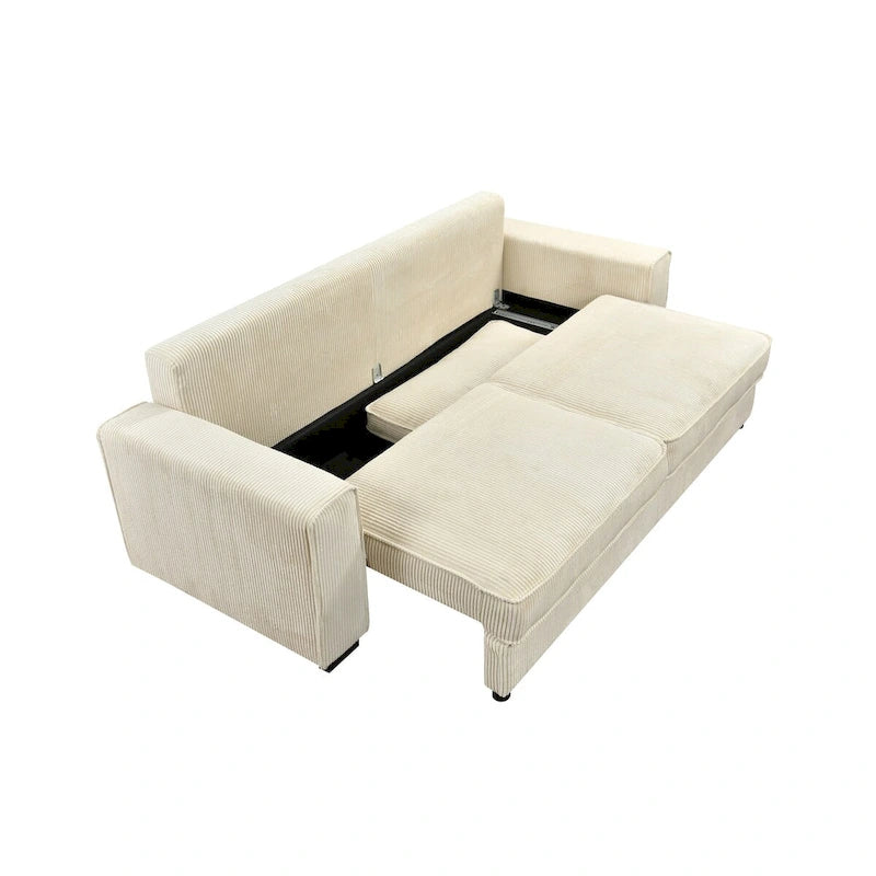 Large Sofa Bed with Storage, Modern 3 Seater Couch, Upholstered Back Sofa for Small Spaces