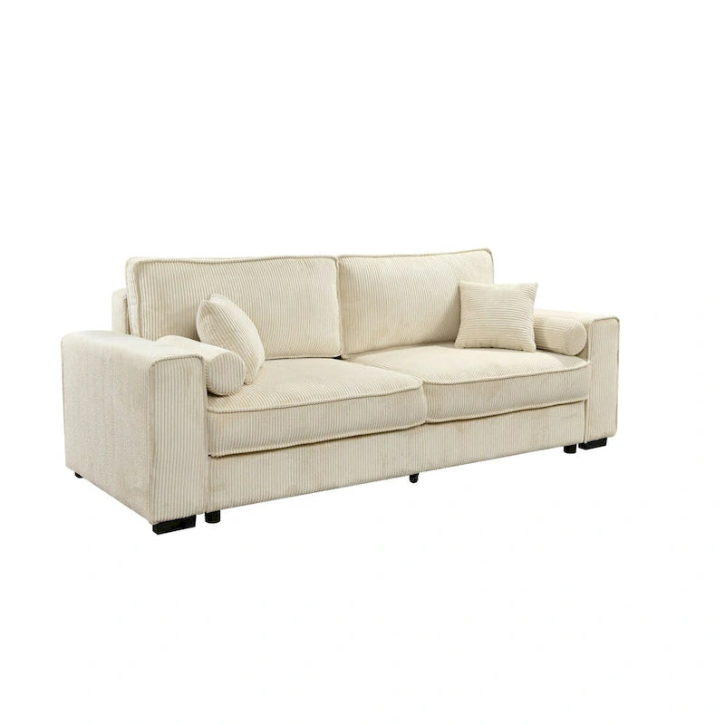 Large Sofa Bed with Storage, Modern 3 Seater Couch, Upholstered Back Sofa for Small Spaces