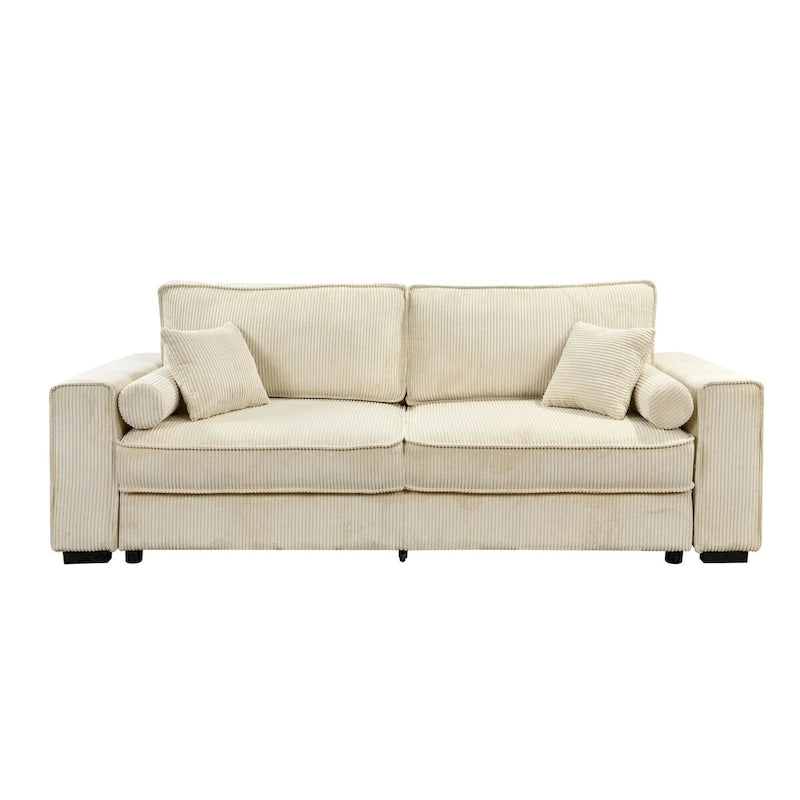 Large Sofa Bed with Storage, Modern 3 Seater Couch, Upholstered Back Sofa for Small Spaces