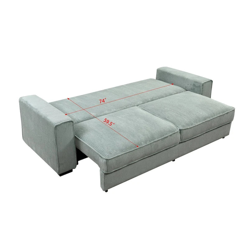 Large Sofa Bed with Storage, Modern 3 Seater Couch, Upholstered Back Sofa for Small Spaces