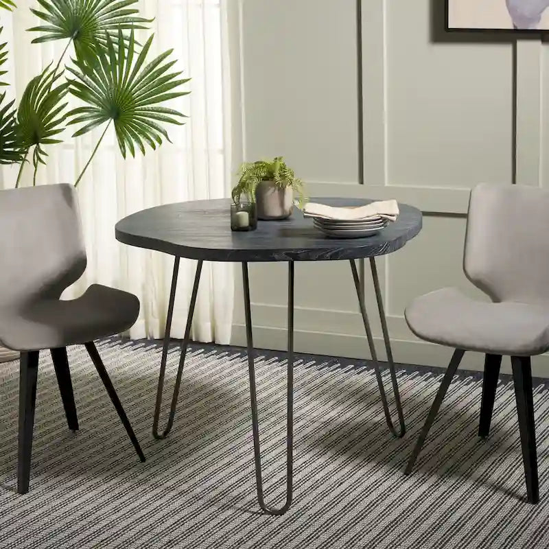 Wood Top Grey / White Wash Dining Table - 39.4" x 35.4" x 29.9"
