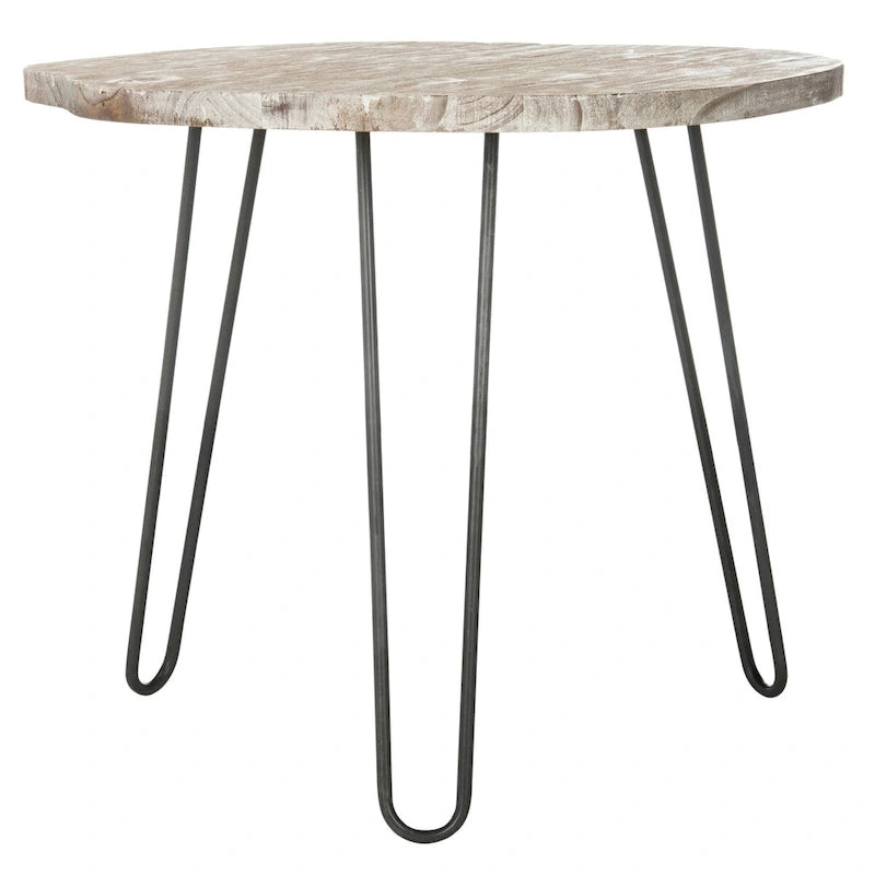 Wood Top Grey / White Wash Dining Table - 39.4" x 35.4" x 29.9"