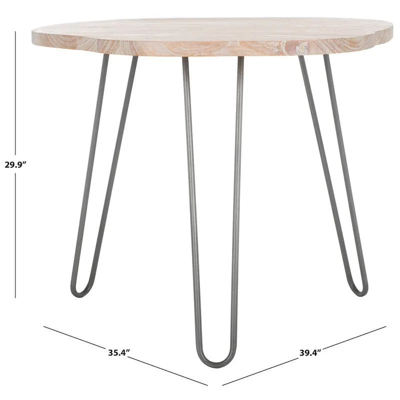 Wood Top Grey / White Wash Dining Table - 39.4" x 35.4" x 29.9"